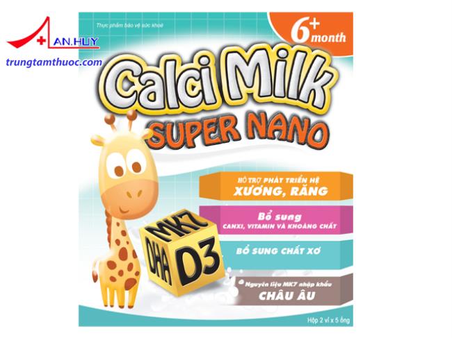 Calci milk super nano hộp 20 ống bổ sung canxi và các loại vitamin cho trẻ từ 6 tháng tuổi