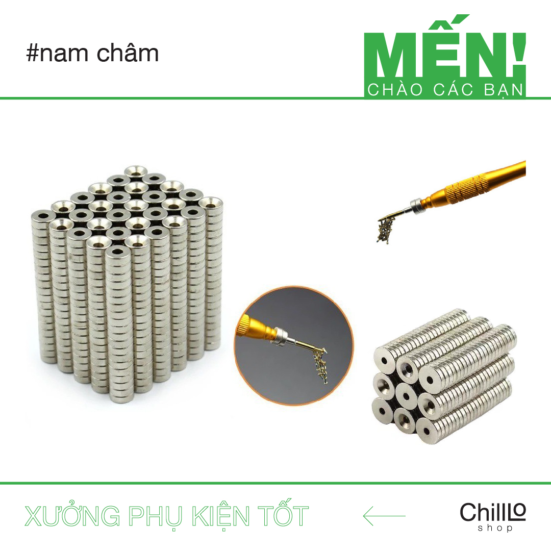 Viên nam châm gắn đầu tô vít, cục nam châm gắn tuốc nơ vít mở điện thoại - nam châm vĩnh cửu đầu tovit tăng từ tính