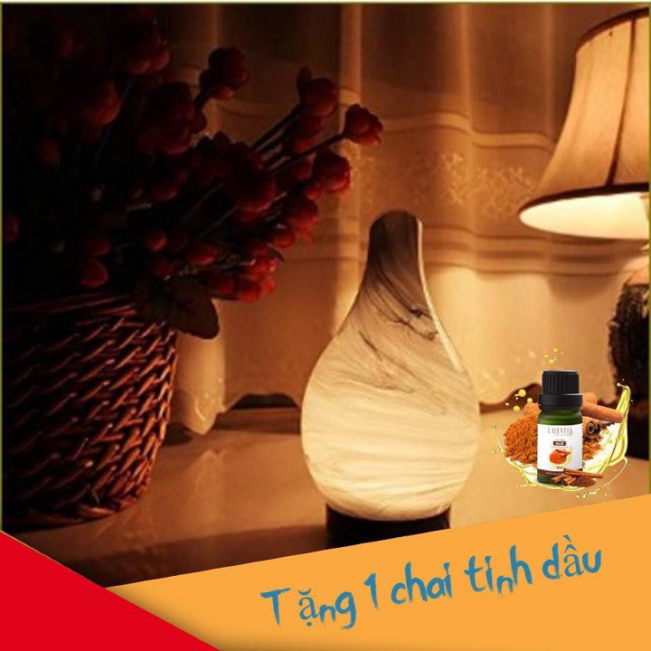 Máy Xông Tinh Dầu-Lọ Gốm 3D màu xám, thích hợp dùng trong phòng khách,phòng ngủ, có đèn LED có thể đổi màu được
