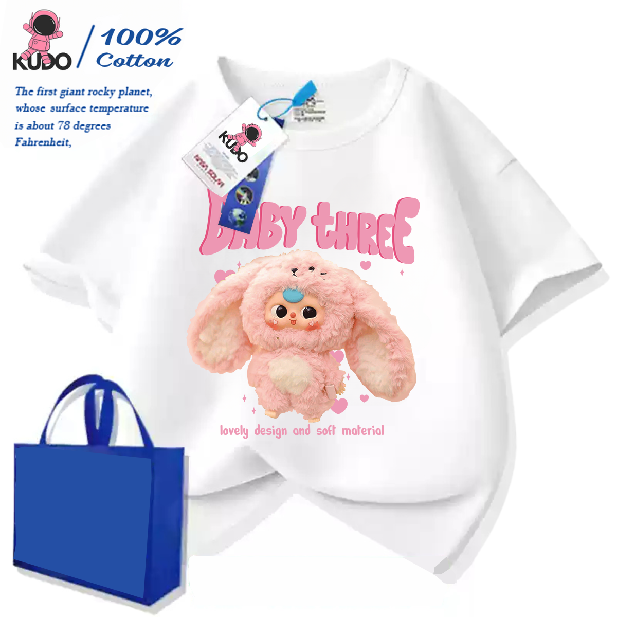 Áo thun cho bé KUDO size 10 - 40 kg họa tiết baby three dễ thương chất vải 100% cotton tự nhiên co dãn 4 chiều siêu thoáng khí tránh hầm bí, bst baby three 02