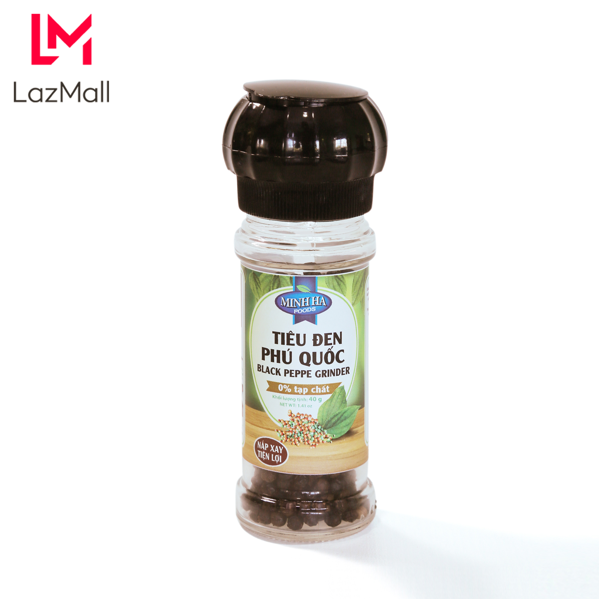 Tiêu đen hạt Phú Quốc Minh Hà - Hũ tiêu nắp xay 40g