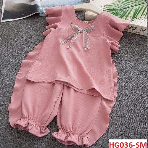 Children boutique outfit clothing Baby girls clothes set with cute ruffles sleeve. Cotton cool summer wear-hg036