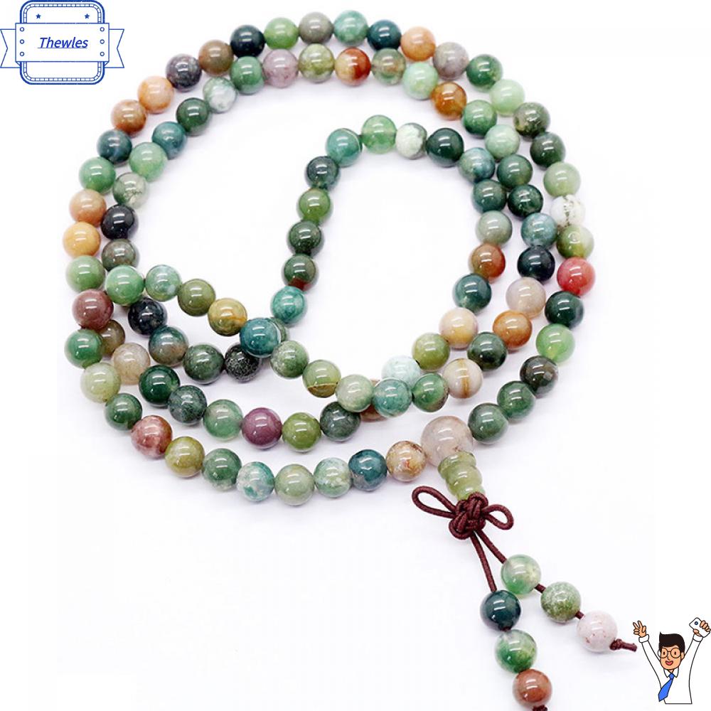 THEWLES 108 Beads Chuỗi hạt Vòng đeo tay Ấn Độ Người cầu nguyện Vòng đeo tay Phật giáo Tây Tạng Mã não Mala