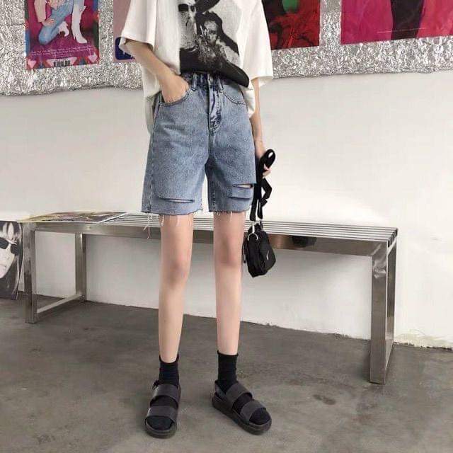 Quần sọt jean nữ, quần short bò jean nữ, quần ngố nữ, chất jean dày dặn co giản tốt phong cách thời trang hot 2021 - THỜI TRANG AMY