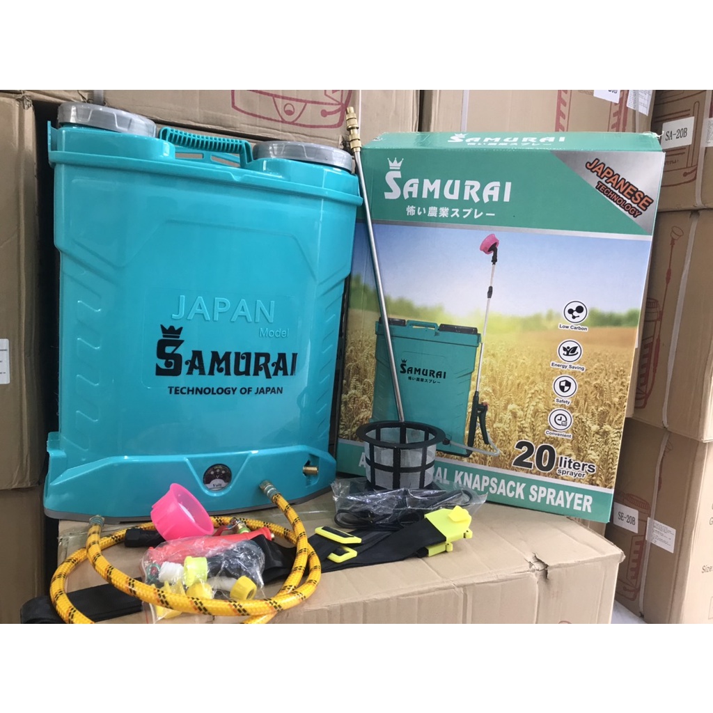 Bình xịt điện bơm đôi samurai - bình phun thuốc trừ sâu bằng điện 2 bơm 12v - 12ah - sỉ toàn quốc