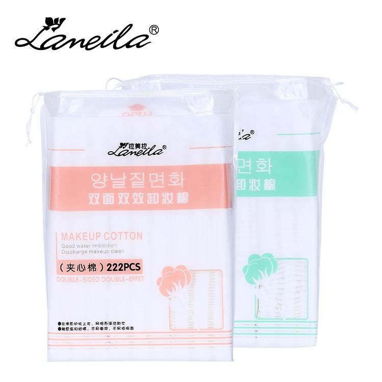 Gói 222 Miếng Bông Tẩy Trang 3 Lớp Laneila Makeup Cotton Double Sided Double Effet -Dùng Là Mê -W55-B05T1