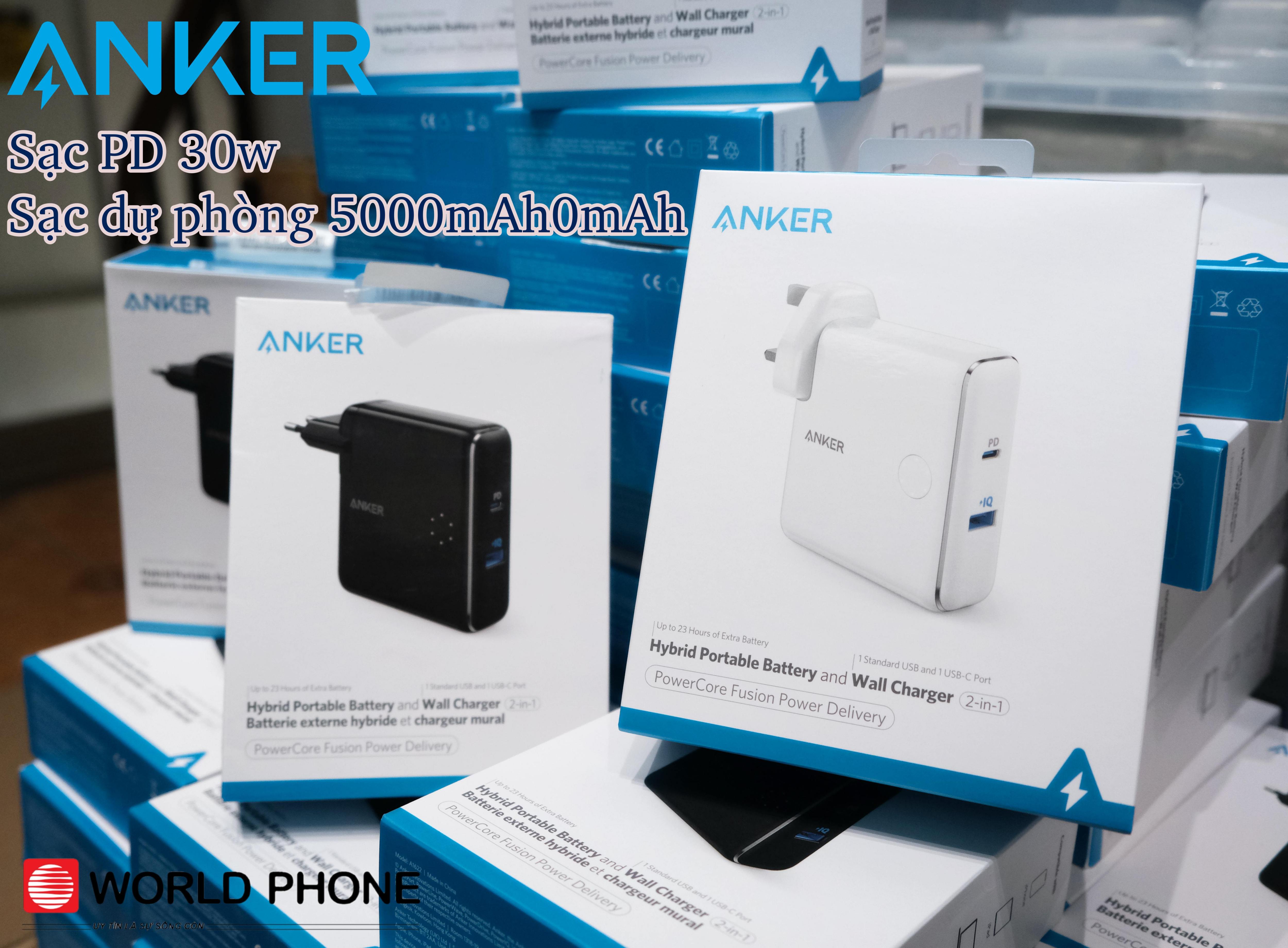 Sạc anker 42w powercore fusion pd a1622 kiêm sạc dự phòng anker 5000mah, 2 cổng sạc tiện lợi