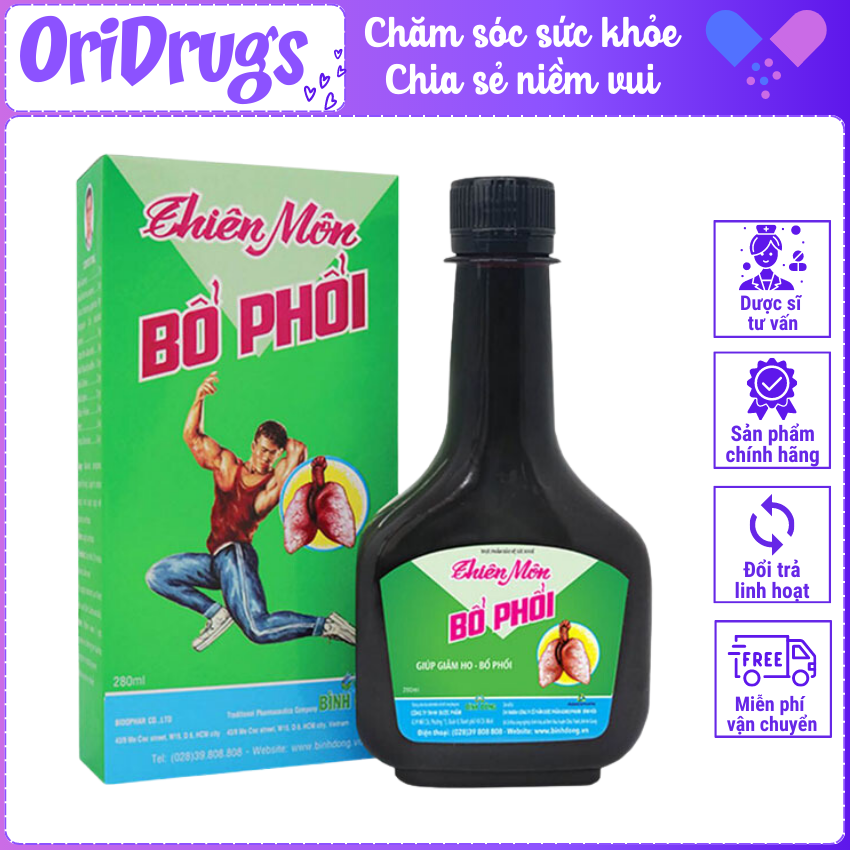 Thiên môn bổ phổi Bình Đông chai 280ml (Dành cho người lớn)_OriDrugs_Ho đàm, đau rát họng, viêm họng, viêm phế quản.
