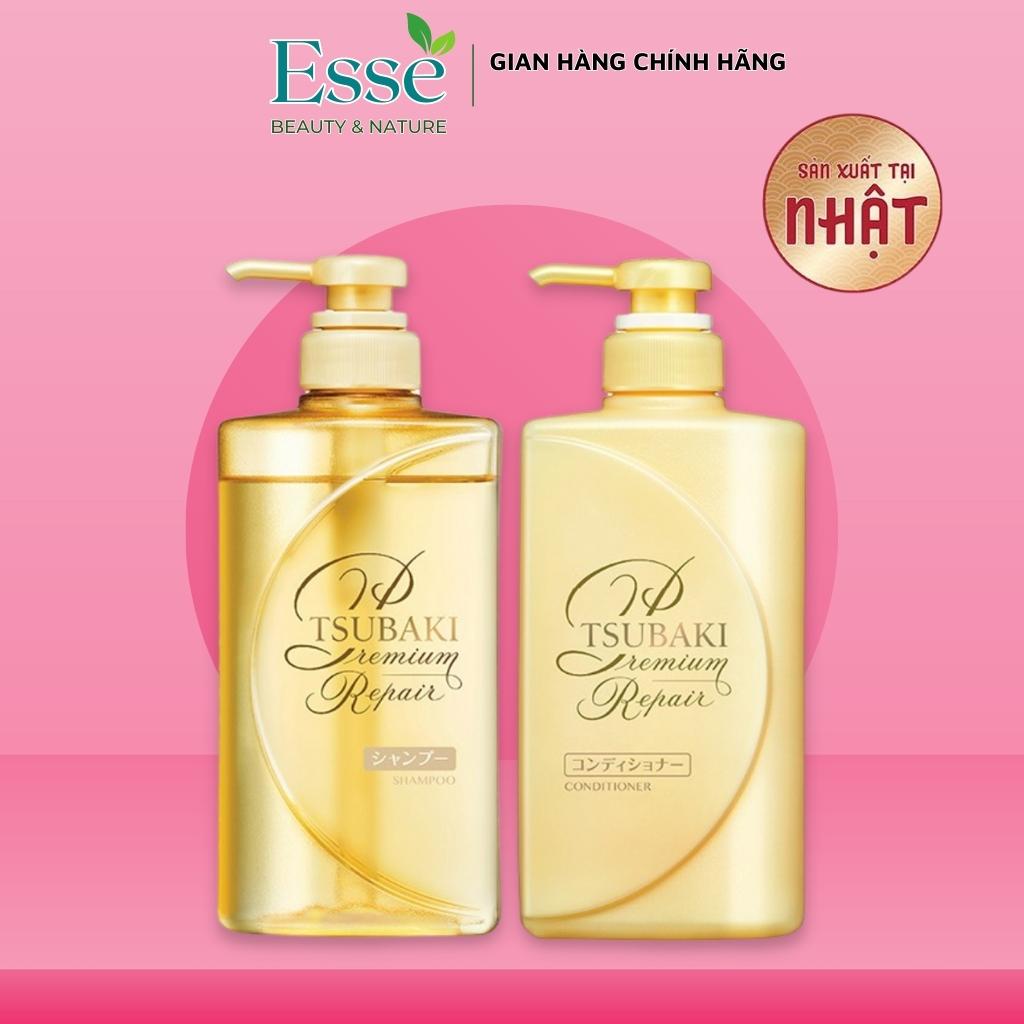  Bộ dầu gội xả Phục Hồi Tóc Hư Tổn Tsubaki Vàng 490ml chai - Dầu gội Không Silicon 