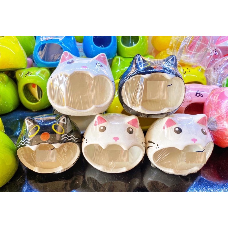 Nhà sứ mèo đen - trắng size nhỏ hamster robo - ww - campel