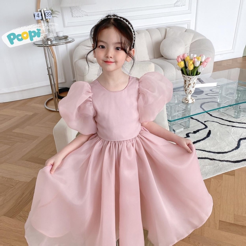 Váy bé gái poopi đầm công chúa hồng cho bé gái xòe bồng dễ thương