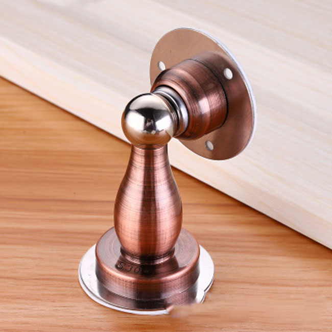 Bộ nút chặn cửa inox có nam châm 304 chống va đập kèm móc khóa xanh họa tiết chữ – tặng kèm miếng dán và ốc vít đi kèm