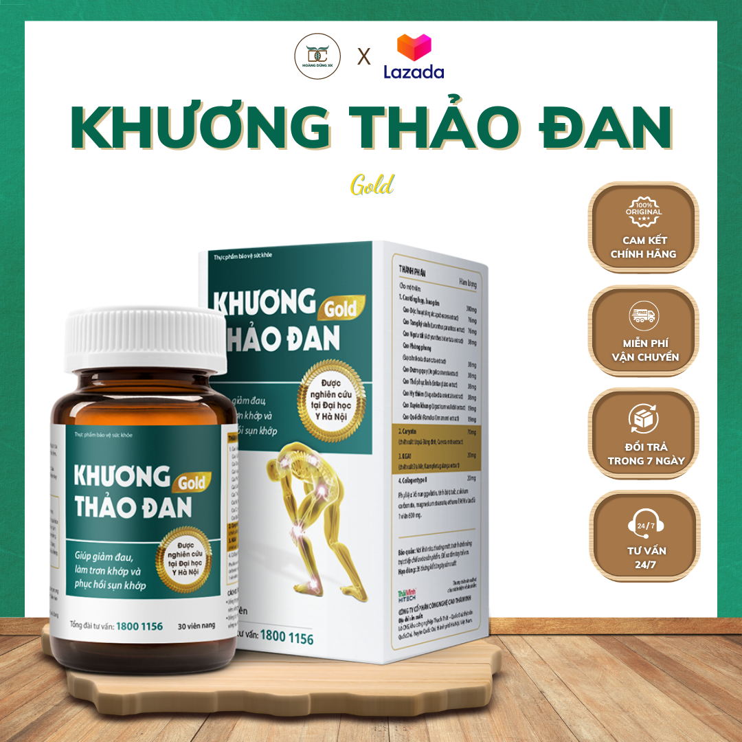 Khương Thảo Đan Gold giúp giảm triệu chứng thoái hóa khớp chai 120 viên