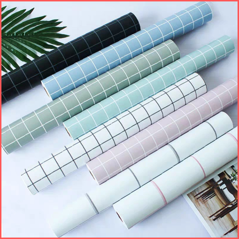 Cuộn 10 Mét Giấy Dán Tường Ô Kẻ Nhỏ Khổ Rộng 45Cm Keo Sẵn (Nhiều Màu) Giấy Dán Tường Có Keo Sẵn Sọc Kẻ Giấy Dán Tường Ô Vuông Decal Dán Tường Ô Vuông Nhỏ Decal Dán Tường Kẻ Caro - Haxu Shop