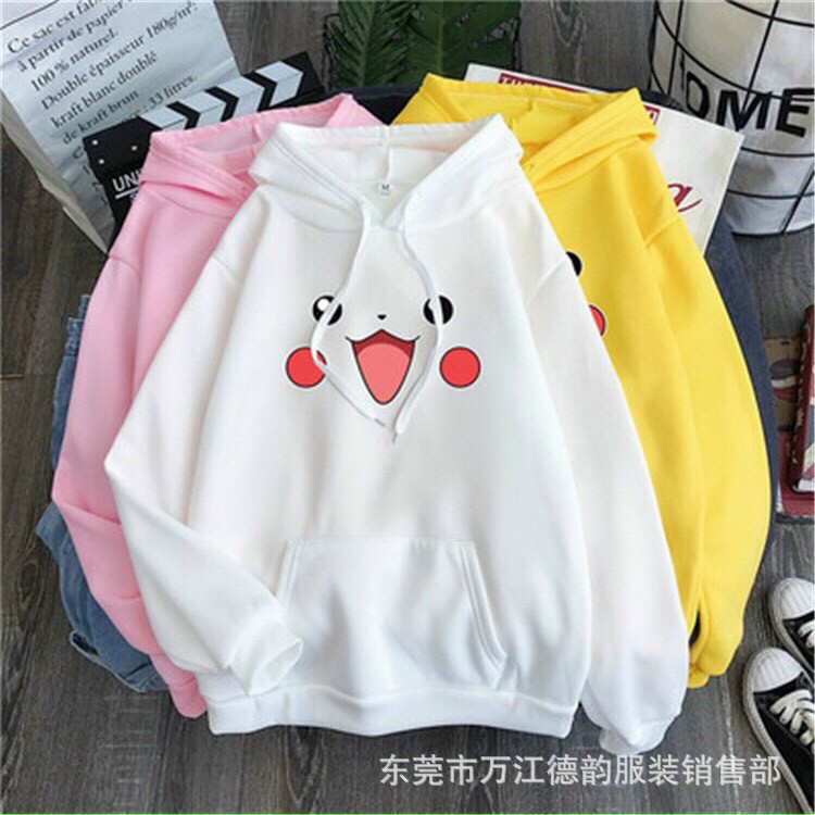 [HCM]Áo Hoodie Kiểu Dáng Hàn Quốc in hình mặt pikachu  Form Rộng Dễ Thương hót 2021 đi học MTB