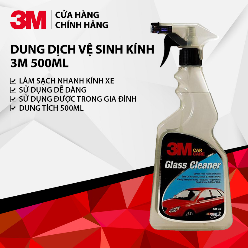 Dung Dịch Vệ Sinh làm sạch bụi bẩn  Kính 3M™ Glass Cleaner 500ml - Hàng Chính Hãng