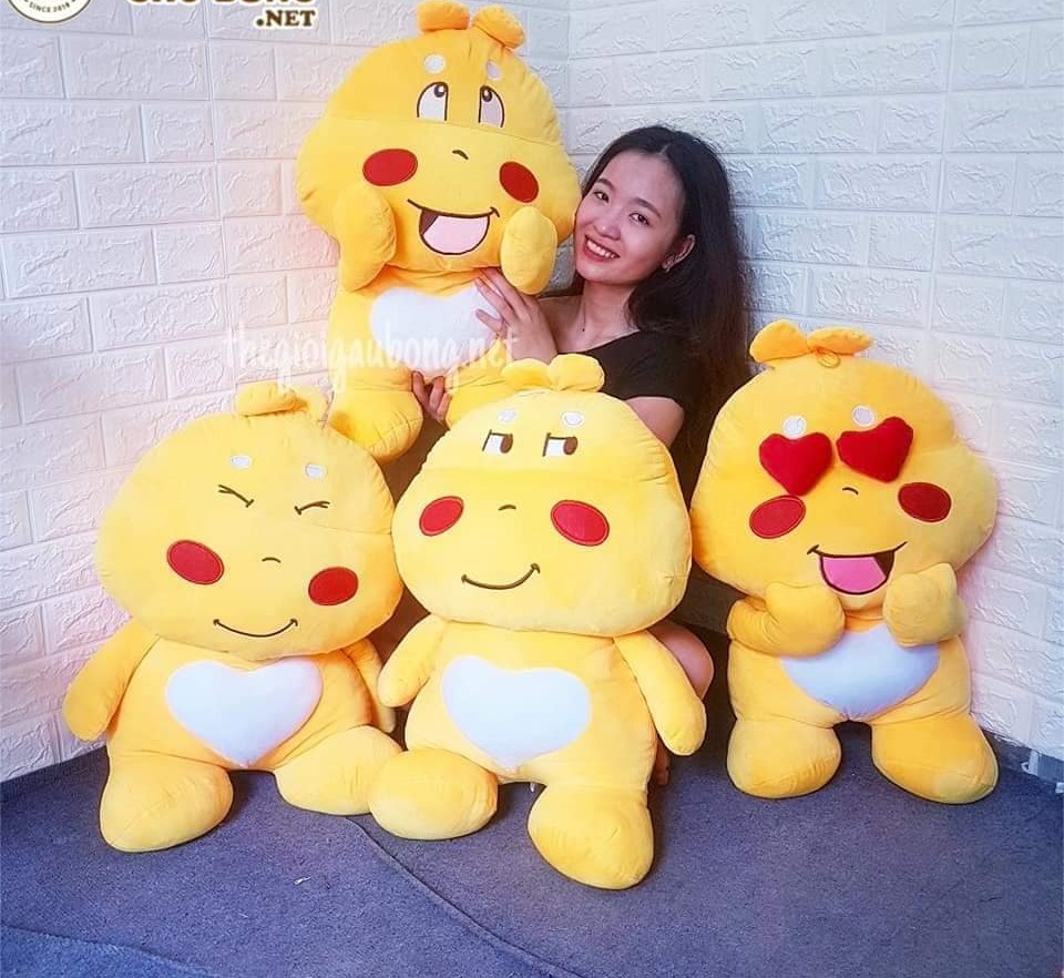 Gấu bông quobee size 70 cm - khủng long lai ong màu vàng đẹp giá rẻ chất liệu vải nhung mềm mịn không rụng lông an toàn cho người sử dụng