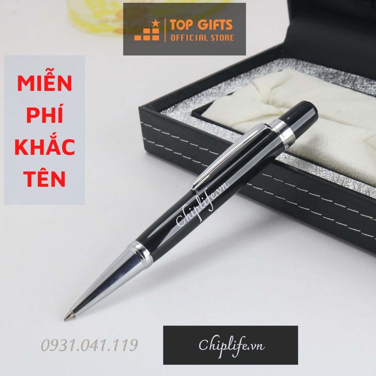 Bút ký khắc tên| bút kim loại xoay p014 free khắc tên - quà tặng sếp ký tên