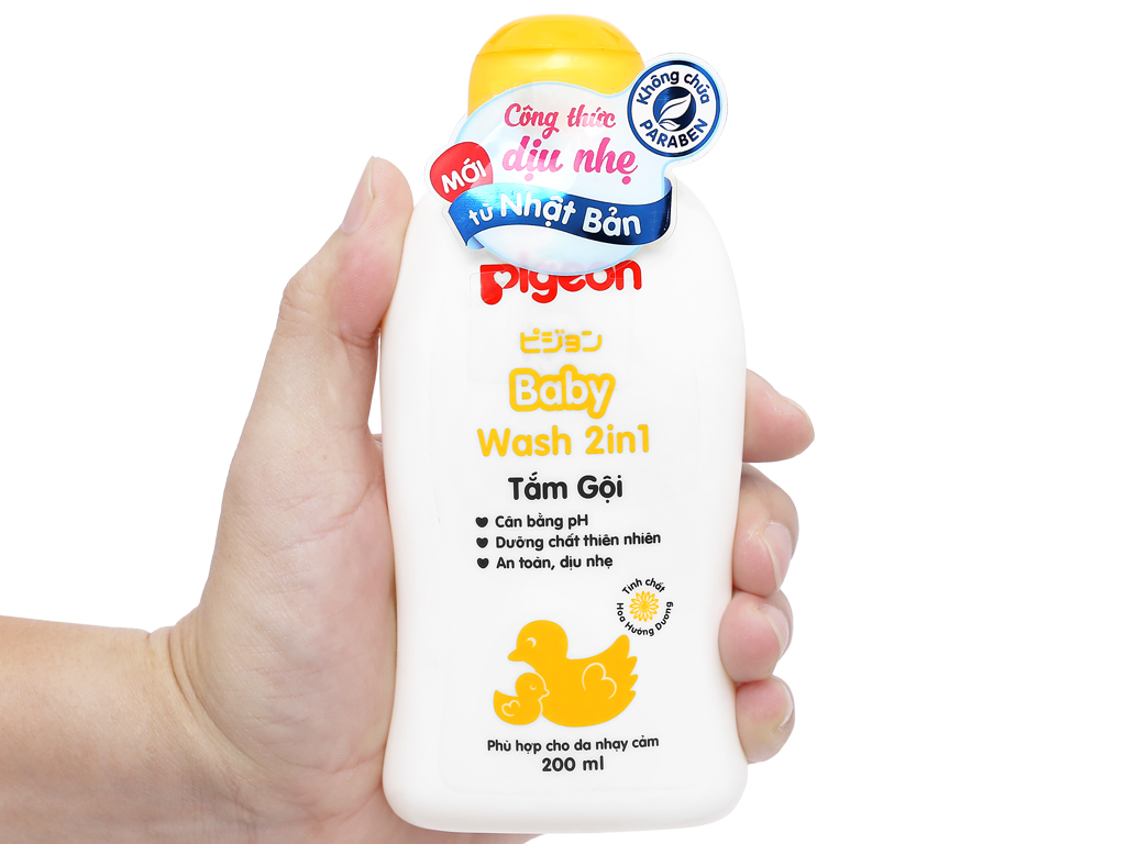 Combo 2 Sữa tắm gội toàn thân cho bé Pigeon Baby Wash 2in1 hoa Hướng dương 200ml vàng