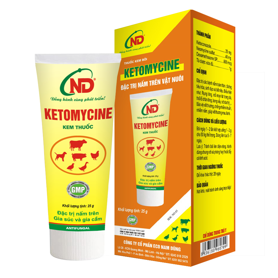 Kem bôi nấm, viêm da cho chó mèo Ketomycin 25g