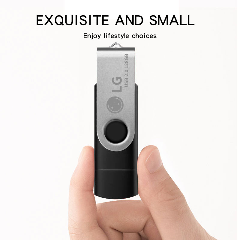 Ổ flash lg 128gb 2 trong 1 otg cho cổng micro usb và cổng usb máy tính tốc độ cao xoay với dây buộc miễn phí