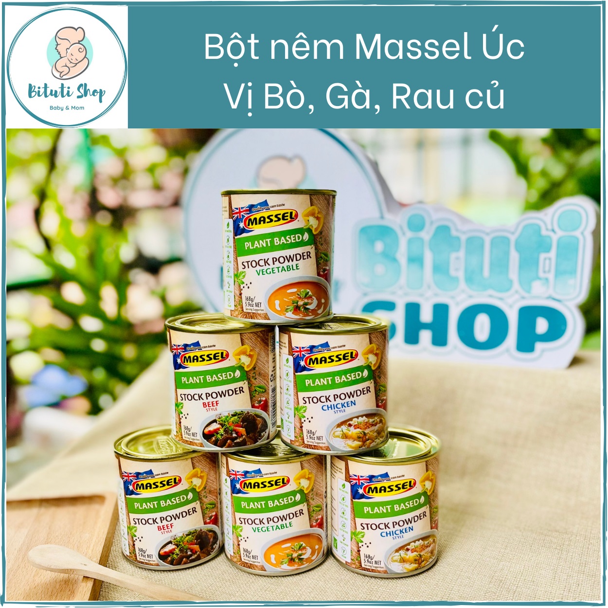 Bituti shop - bột nêm úc massel 168g vị bò- gà- rau củ