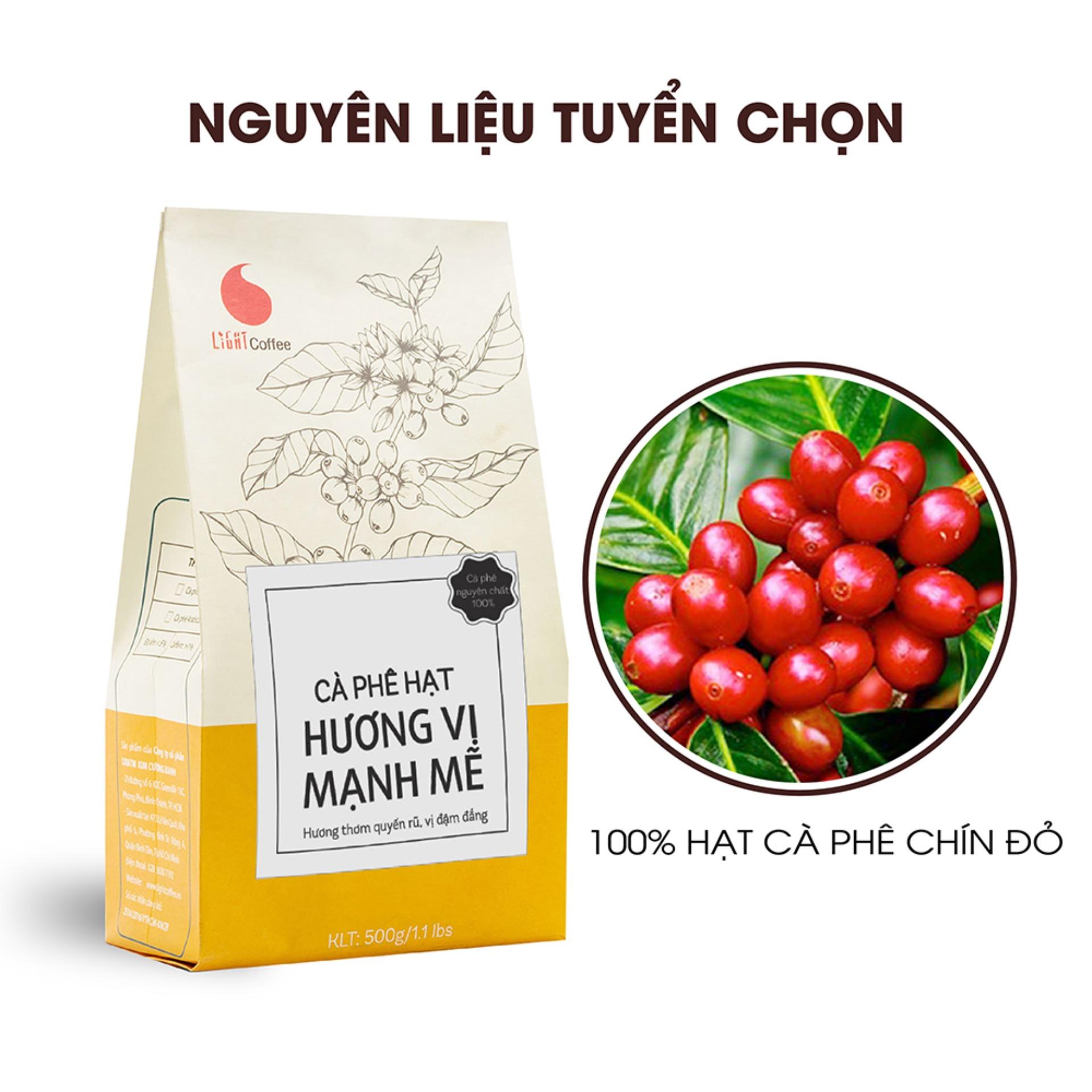 Light Coffee - Cafe hạt rang nguyên chất 100% - Hương vị mạnh mẽ - 500gr
