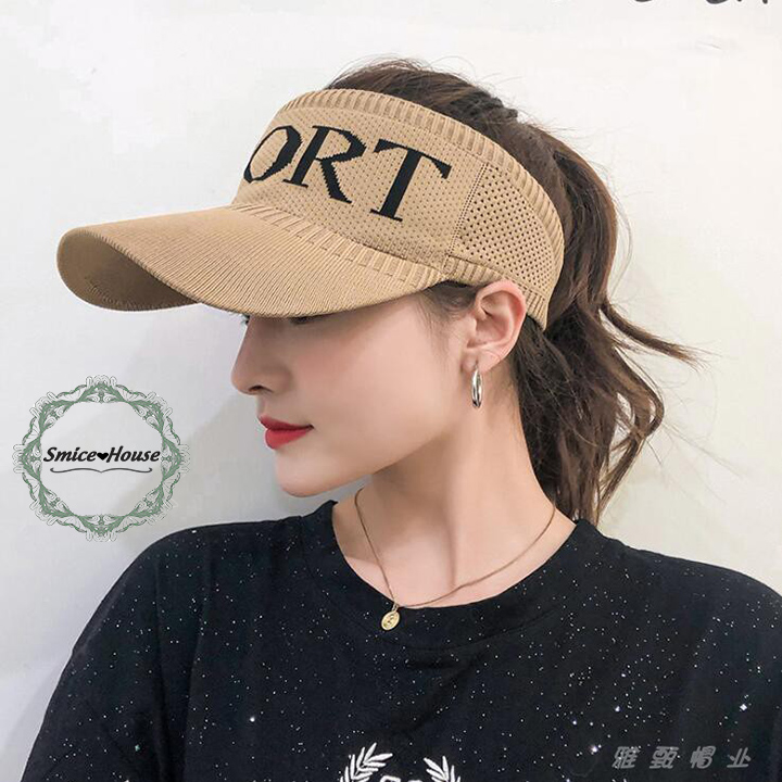 Nón lưỡi trai hở chóp mũ thể thao nửa đầu chống nắng có co dãn in chữ sport