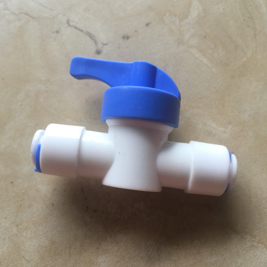 Van khóa 2 đầu nhấn fi 6 - fi 10 dùng trong máy lọc nước ro