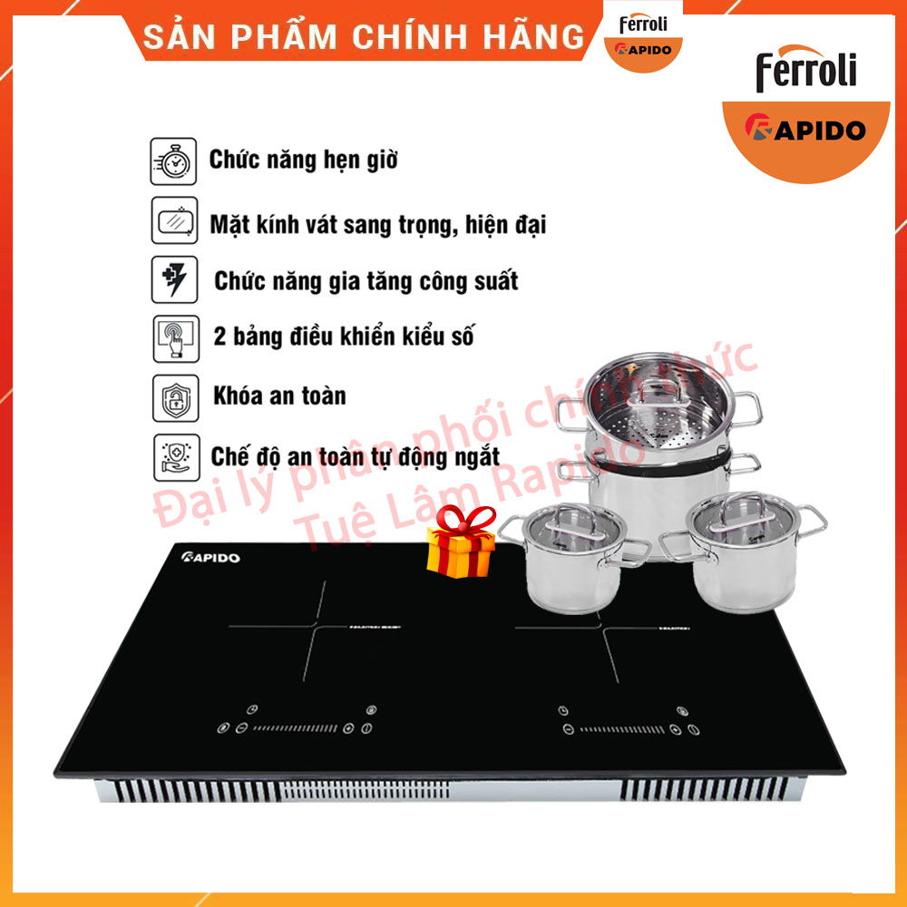Bếp từ đô rapido ri4000vd, 9 cấp độ công suất lên tới 2300w - tặng bộ nồi 4 món rapido - freeship _ bảo hành chính hãng 2 năm tại nhà