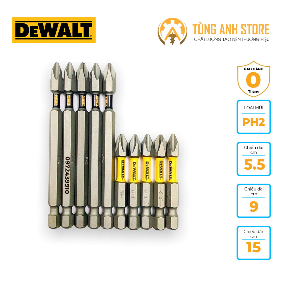 Mũi bắn vít dewalt có từ, ph2 5cm, 9cm, 15cm