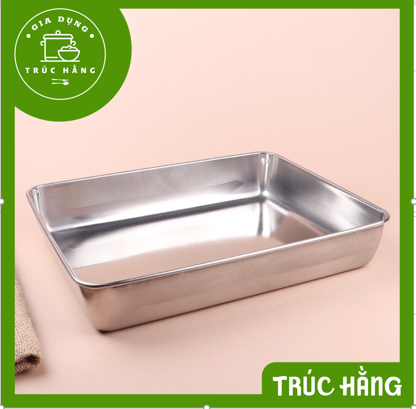 Khay đựng thức ăn chữ nhật inox 304 sâu lòng dày dặn - nhiều kích thước tiện lợi