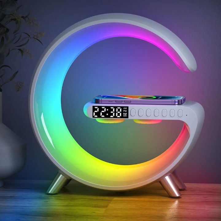 [ MẪU SIÊU HOT 2023 ] Đồng Hồ Báo Thức Chữ G Chính Hãng - Loa Bluetooth Kiêm Đế Sạc 15w - Bluetooth 5.0 Cực Nhanh, Kèm Đồng Hồ Và Đèn Ngủ Siêu Chất, Âm Thanh Vòm Lập Thể Sống Động, Cảm Ứng Theo Nhạc Đa Sắc, Pin Trâu. BH 12T