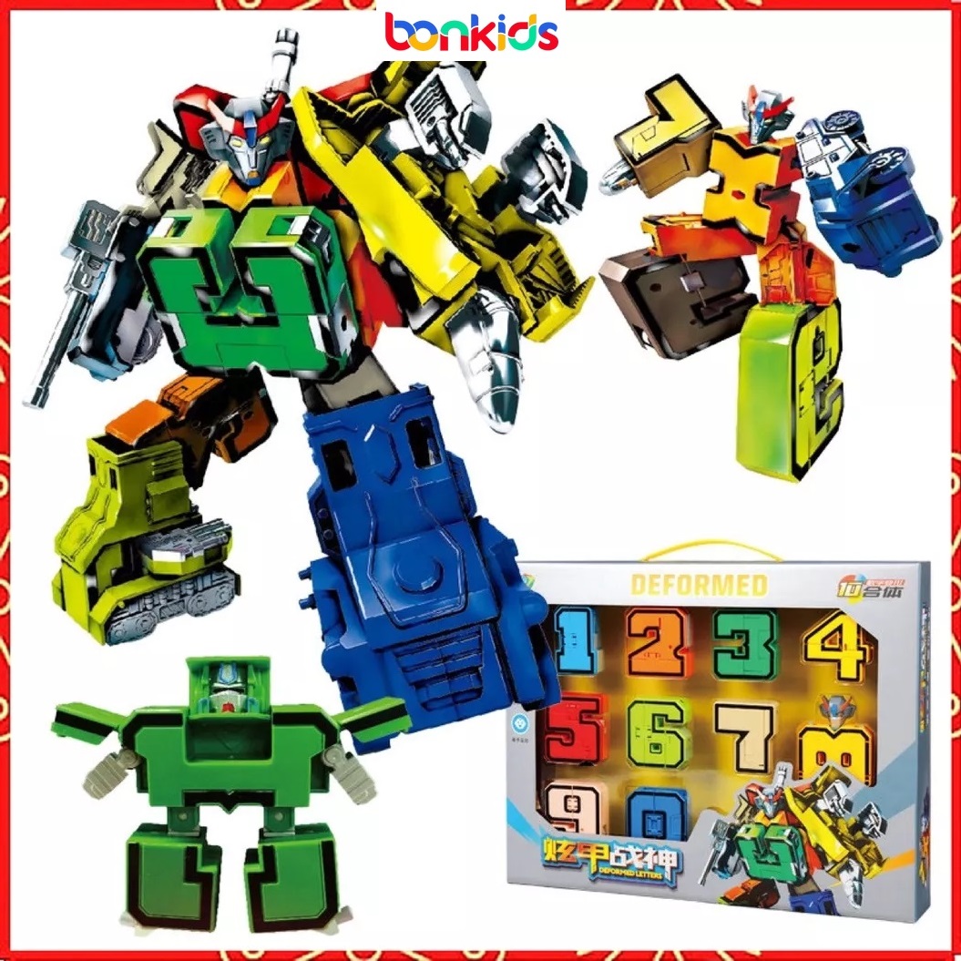 Đồ chơi bé trai bonkids đồ chơi lắp ráp biến hình robot từ các con số 0-9 , bộ số biến hình , đồ chơi phát triển trí tuệ cho bé