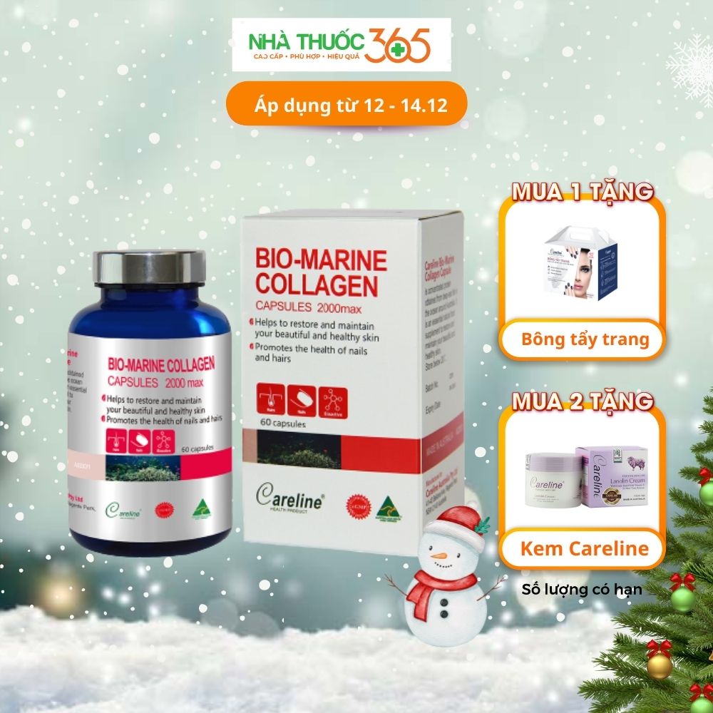 Viên uống Careline Bio Marine Collagen 2000mg Max chống lão hoá, giảm nếp nhăn