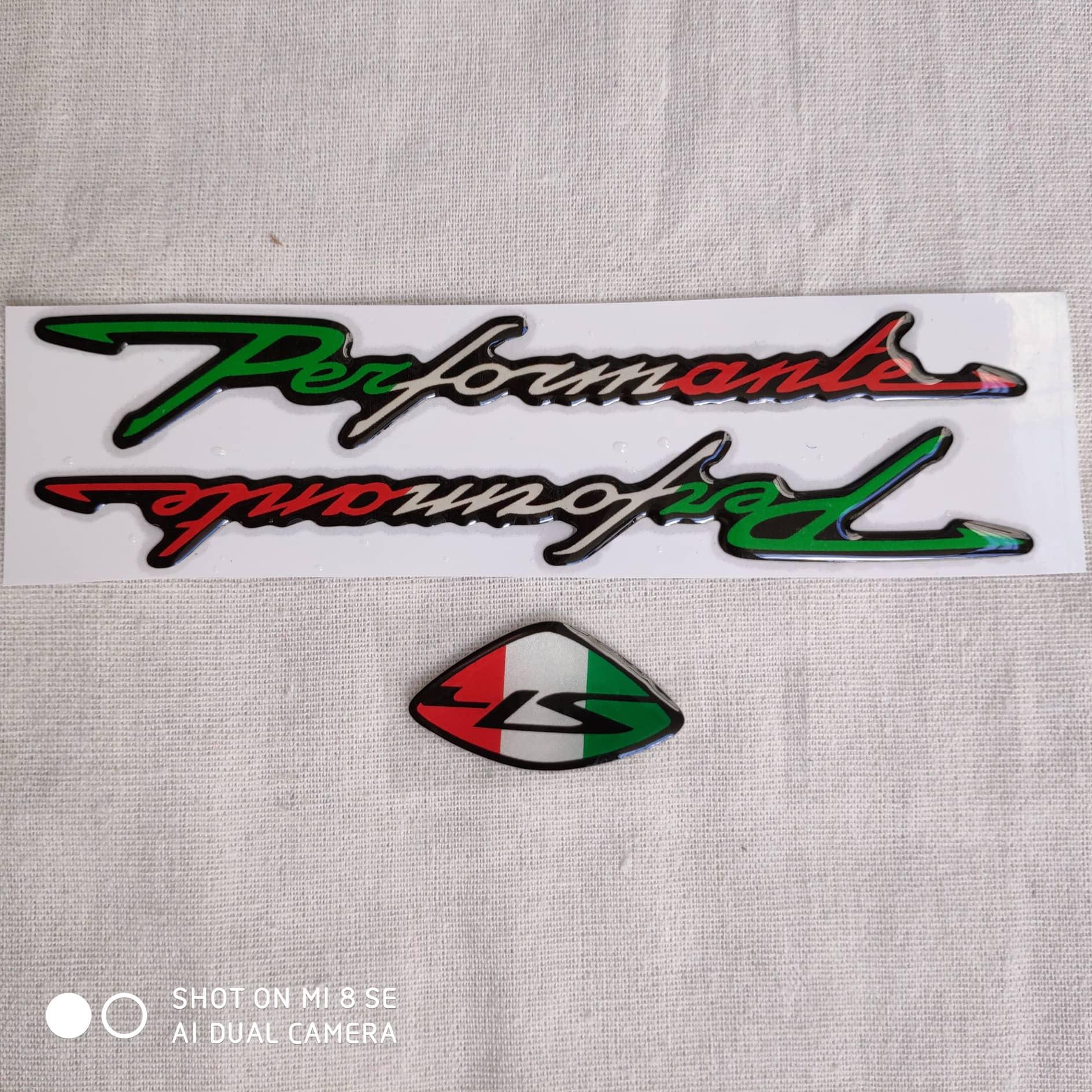 COMBO (SH&Performante) Tem chữ nổi, tem đổ keo 1 chữ SH (ITALIA) và 2 chữ PERFORMANTE (ITALIA) cho dòng SH thời thượng