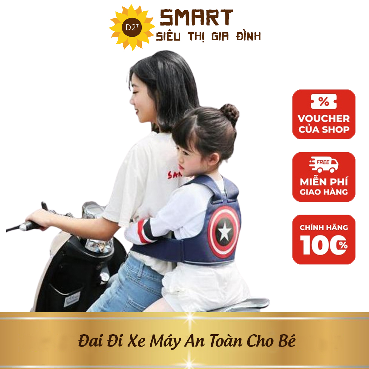 Đai Đi Xe Máy An Toàn Cho Bé - Địu Đi Xe Máy Kiểu Balo - Sử Dụng Cho Bé Từ 1 Đến 7 Tuổi - Chất Liệu An Toàn Không Gây Kích Ứng Cho Trẻ