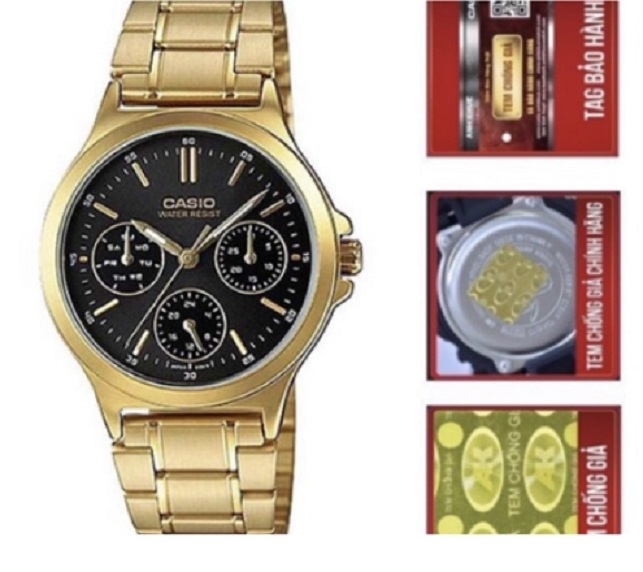 Đồng hồ nữ dây thép không gỉ casio anh khuê ltp-v300g-1audf
