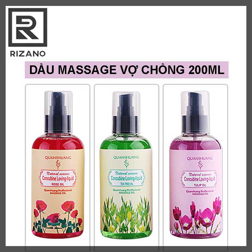 Dầu massage body 200ml, dầu massage toàn thân, dầu massage hương hoa tulip, hoa hồng, trà xanh thiên nhiên, mùi hương dễ chịu, dầu matxa tăng khoái cảm,rizano