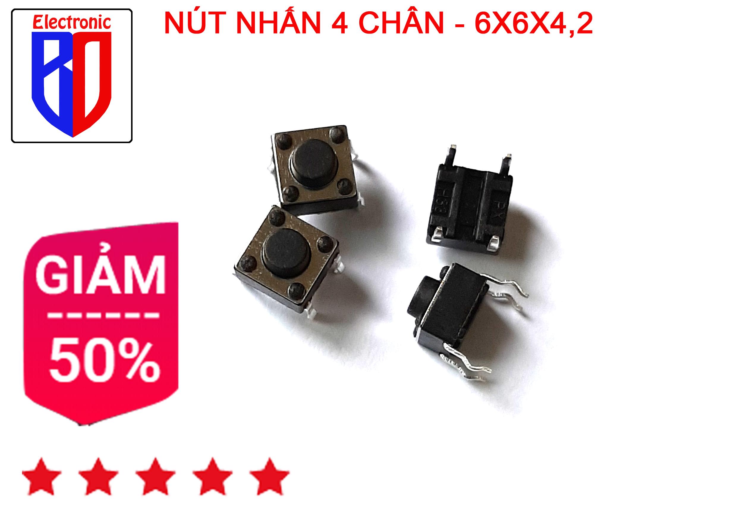 Nút Nhấn Công Tắc 6 X 6 X 5mm 4 CHÂN MỚI  COMBO 15 CHIẾC