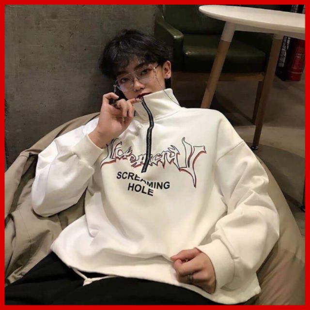 (Mua 2 Tặng 1) Áo Sweater Nam Nữ Nỉ Ngoại Cổ Lọ Phối Zip