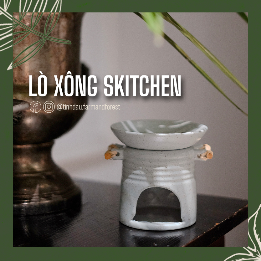 Đèn xông tinh dầu skitchen, đốt nến, farm & forest, tặng nến, thơm phòng, khử mùi, đuổi muỗi