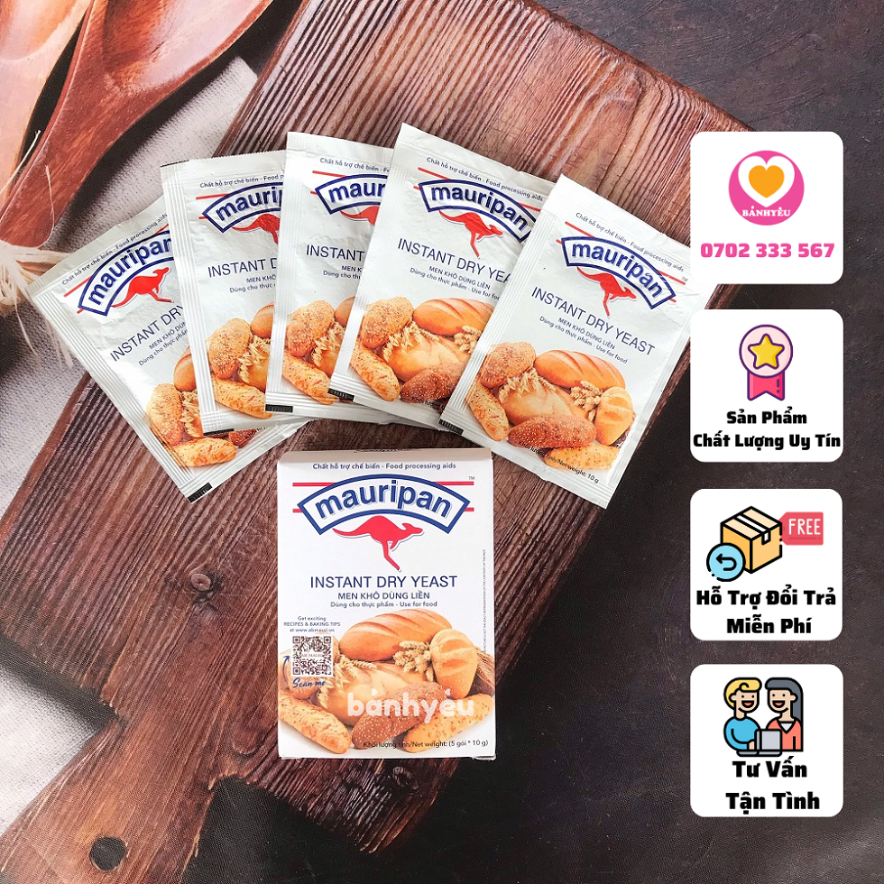 Men lạt men nở làm bánh mì-bánh pizza Mauripan - Hộp 5 gói 50g