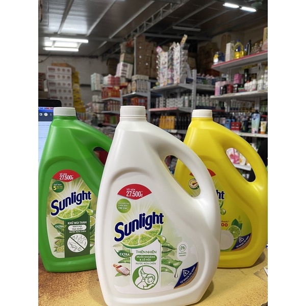 Nước rửa chén Sunlight 3,6kg hương chanh hương trà xanh chính hàng công ty Uniliver