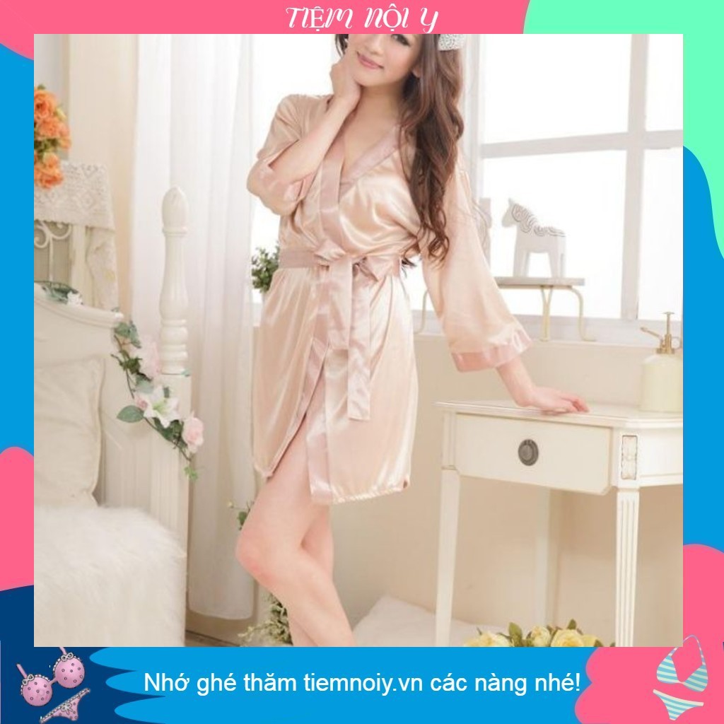 Áo choàng ngủ lụa satin phong cách kimono sexy