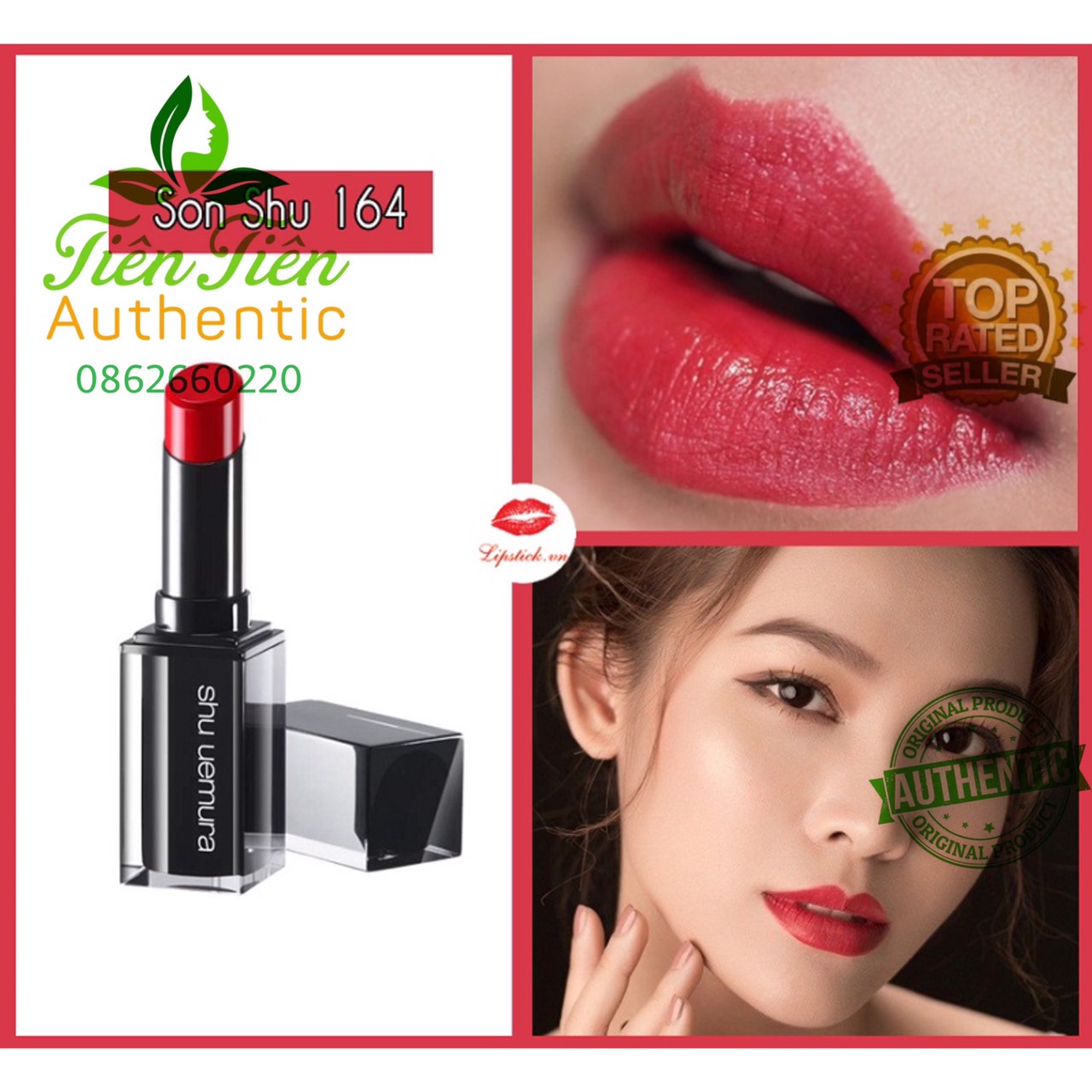 Son Shu Uemura màu 164 đỏ hồng siêu hot