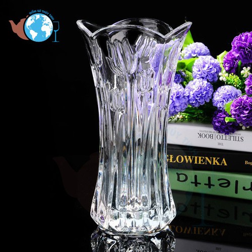 Bình bông lọ hoa thủy tinh 20cm trắng dễ thương Siêu Đẹp