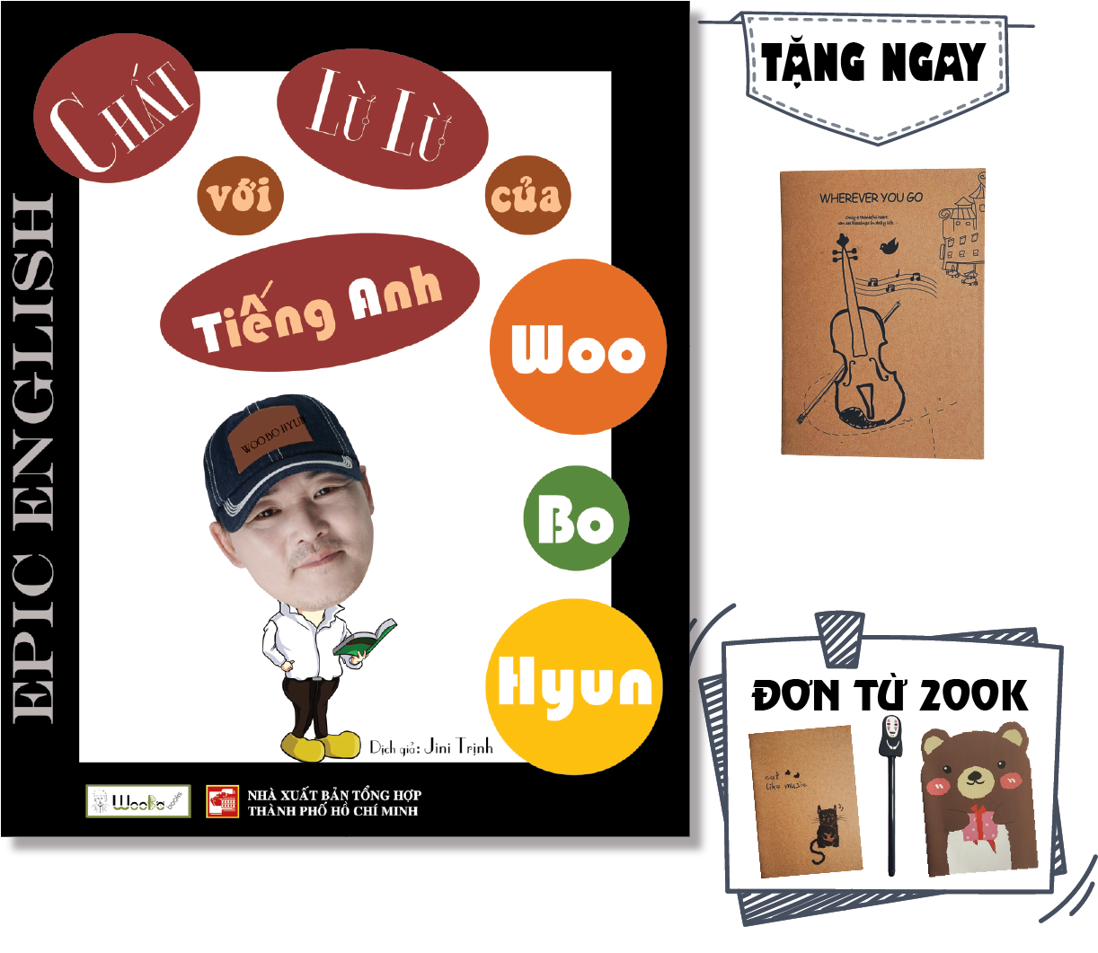 Sách tự học giao tiếp tiếng anh: chất lừ lừ với tiếng anh của woo bo hyun