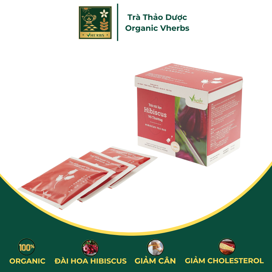 Trà hibiscus vô thường vherbs - 2g x 16 gói - tốt cho hệ tim mạch, giúp giảm cân