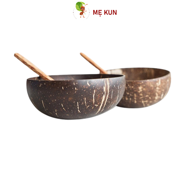 Chén gáo dừa - Bộ bát gáo dừa kèm thìa inox đẹp